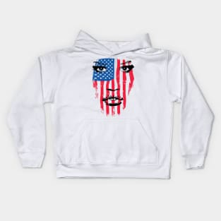 USA Patriot Woman Flag Warpaint July 4th Flag Kids Hoodie